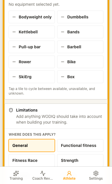 Manage athlete context mobile screenshot