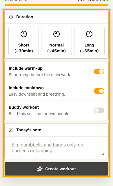 Configure the session mobile screenshot