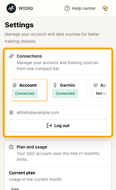 Manage settings, usage, and integrations mobile screenshot